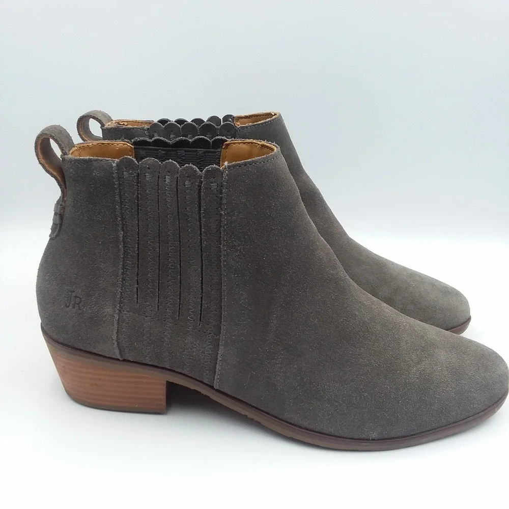 Jack Rogers Pippa Suede Chelsea Boots Block Heel Gray Women's 9.5‎ Ankle Booties